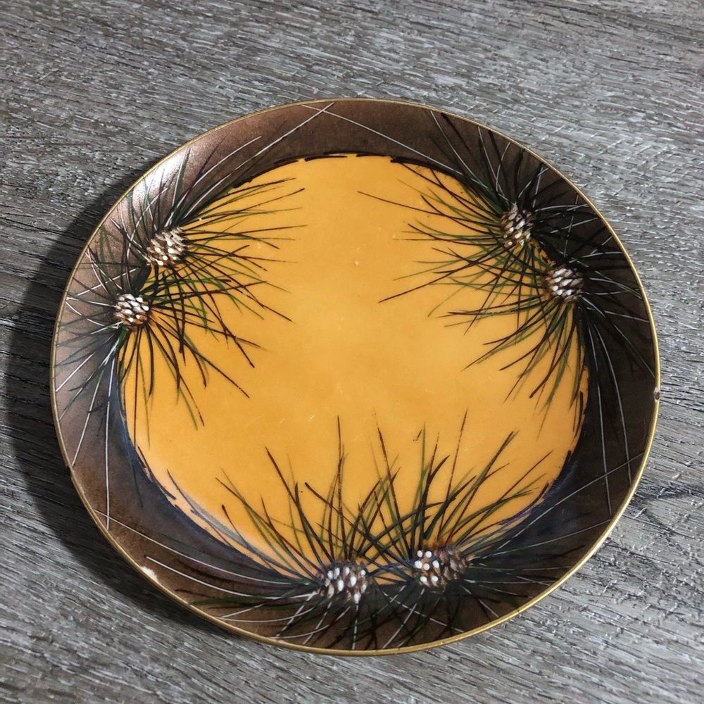 A. J. Bloom hand painted plate pinecones Christmas